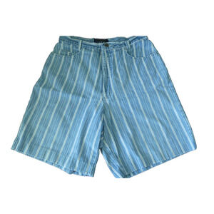 Vintage Paris Sports Club Denim Shorts Sz 12 Striped 90's Jorts High Flat 8" Mom